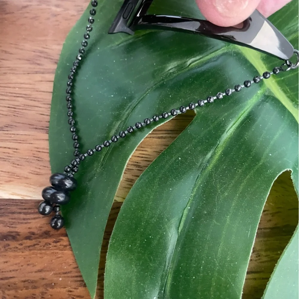 Secbolt interchangeable black watch band Apple Watch beaded chain closure NWT